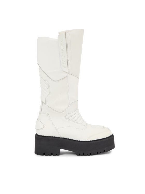 Tommy Jeans Kozaki Tjw Long Shaft Biker Boot EN0EN02376 Biały