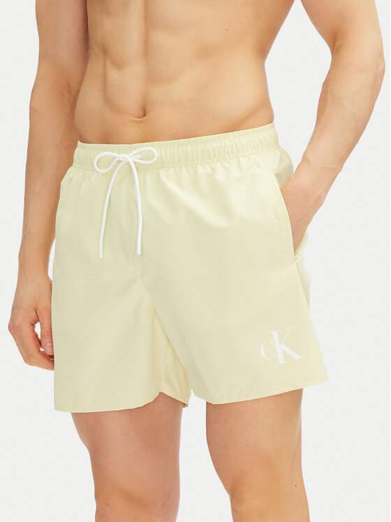 Calvin Klein Swimwear Szorty kąpielowe KM0KM01101 Żółty Regular Fit
