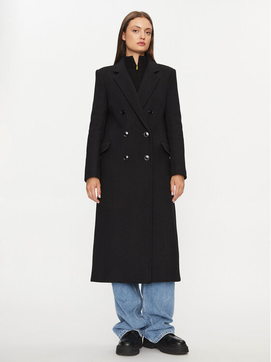 Patrizia Pepe Płaszcz wełniany 2O0119/A337-K103 Czarny Regular Fit