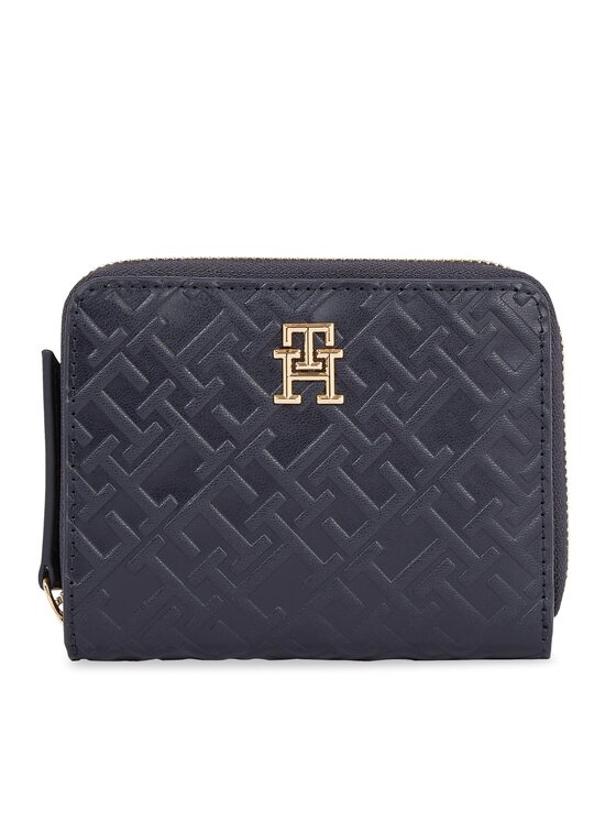Tommy Hilfiger Mały Portfel Damski Th Refined Med Za Mono AW0AW15755 Granatowy