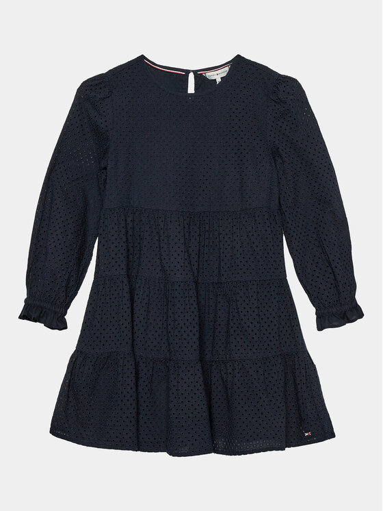 Tommy Hilfiger Sukienka codzienna Broderie Anglaise KG0KG07779 D Niebieski Regular Fit