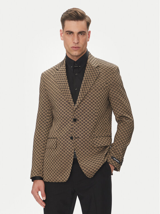 KARL LAGERFELD Marynarka 155106 552115 Brązowy Slim Fit