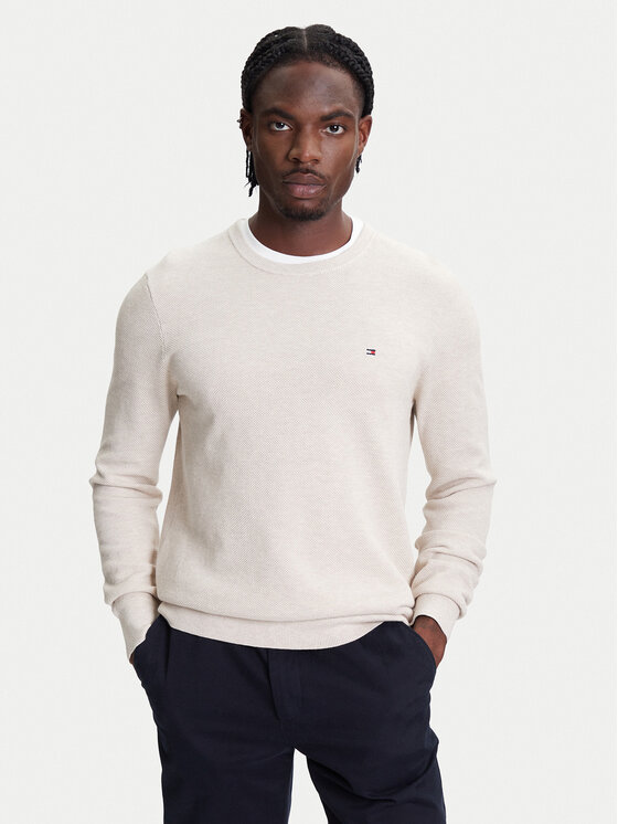 Tommy Hilfiger Sweter Essential MW0MW36347 Beżowy Regular Fit