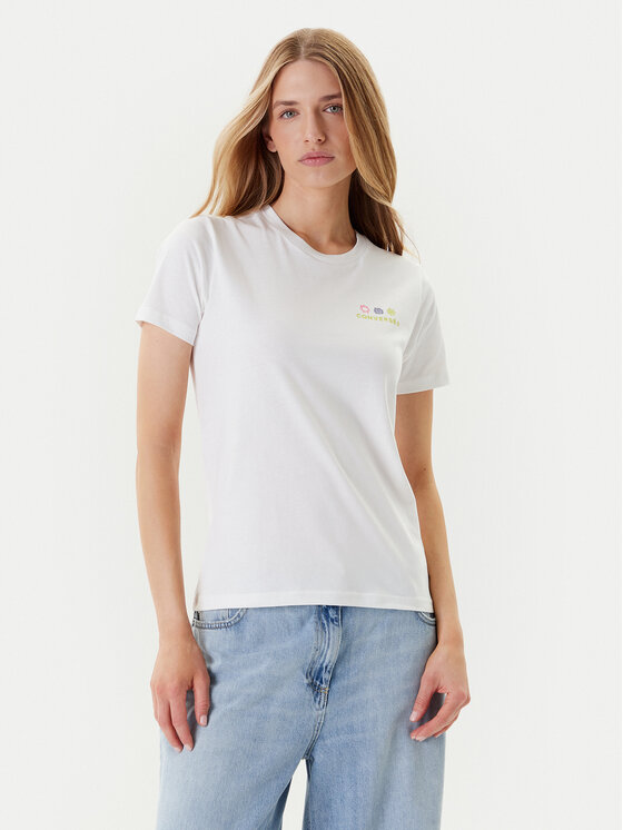 Converse T-Shirt Sea 10027759-A01 Biały Regular Fit