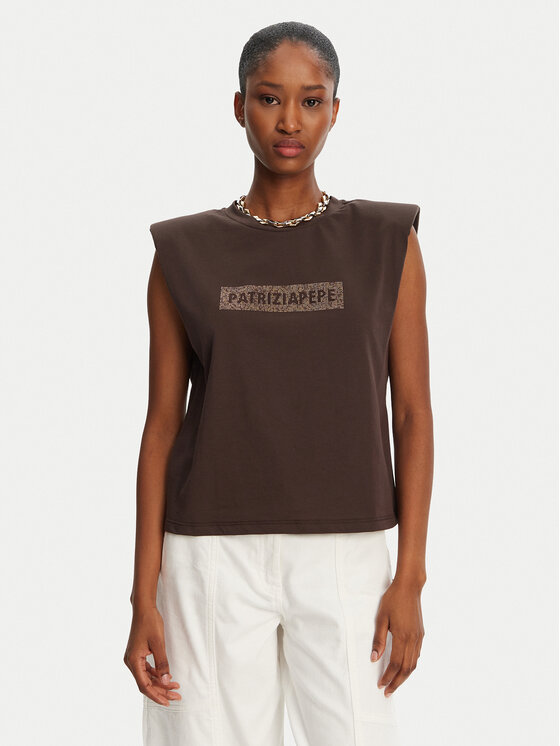 Patrizia Pepe T-Shirt 2M4423/J274-B825 Brązowy Regular Fit