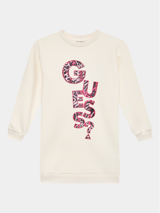 Guess Sukienka codzienna J3BK01 KAZQ2 Écru Regular Fit