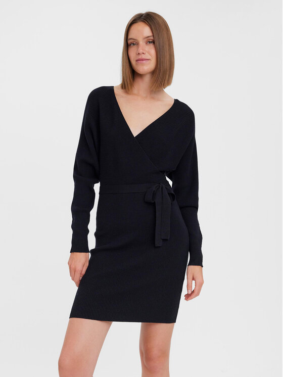 Vero Moda Sukienka dzianinowa 10269251 Czarny Regular Fit
