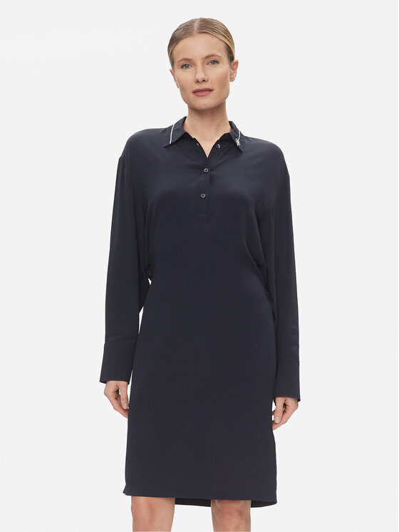 Tommy Hilfiger Sukienka koszulowa Smd Detail Fluid Knee Dress WW0WW41009 Granatowy Regular Fit