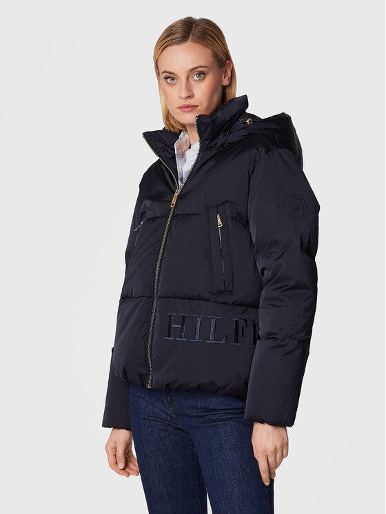 Tommy Hilfiger Kurtka puchowa Sateen WW0WW36062 Granatowy Regular Fit