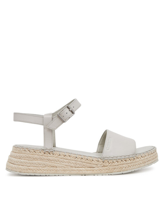 Calvin Klein Espadryle Wedge Rope Sandal Lth HW0HW02546 Biały