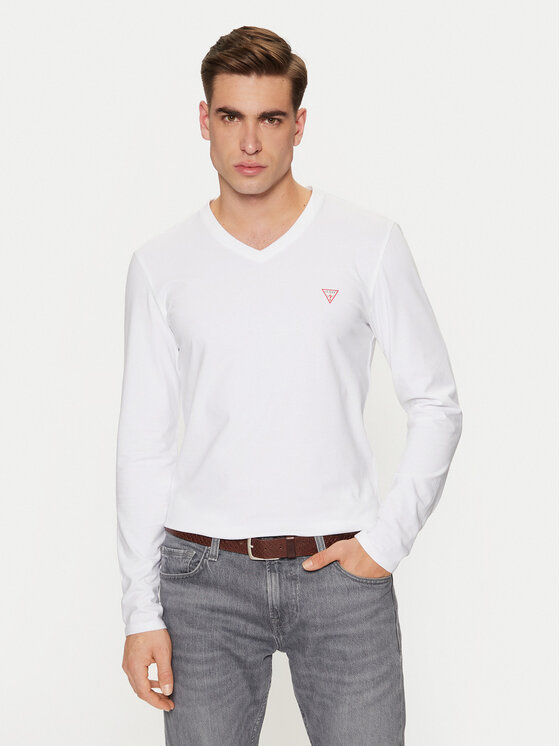 Guess Longsleeve M2YI08 J1314 Biały Slim Fit
