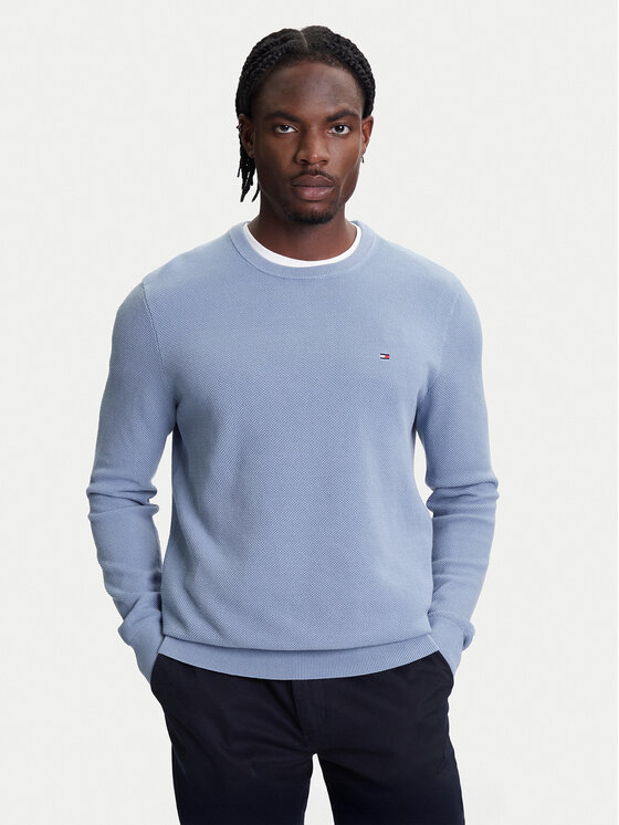 Tommy Hilfiger Sweter Essential MW0MW36347 Błękitny Regular Fit
