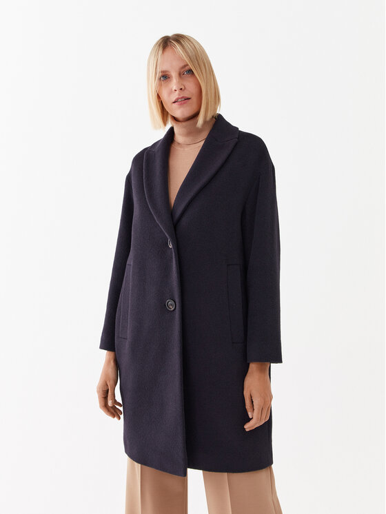 Peserico Easy Płaszcz wełniany M20095 04309 Granatowy Regular Fit