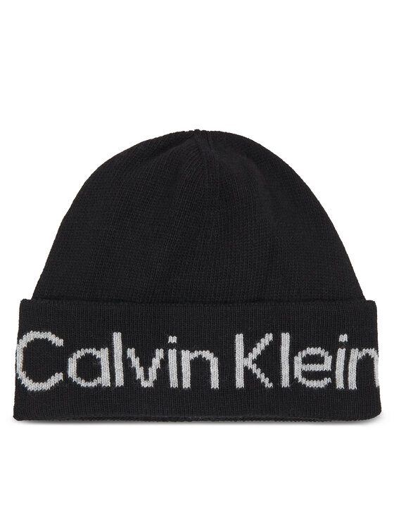 Calvin Klein Czapka Logo Reverso Tonal Beanie K60K611151 Czarny