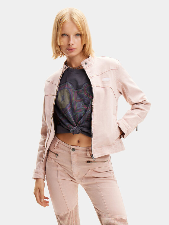 Desigual Kurtka jeansowa California 24SWED49 Różowy Regular Fit