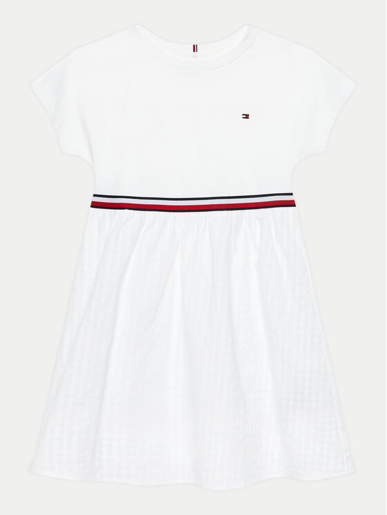 Tommy Hilfiger Sukienka codzienna Global Stripe KG0KG07925 D Biały Regular Fit