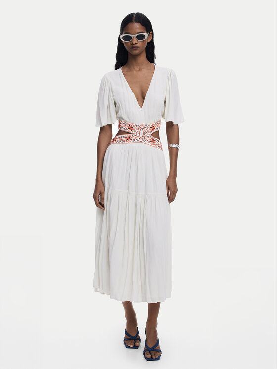 Desigual Sukienka letnia Element 25SWVW98 Biały Regular Fit