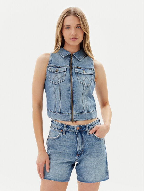 Wrangler Kamizelka 112362590 Niebieski Slim Fit