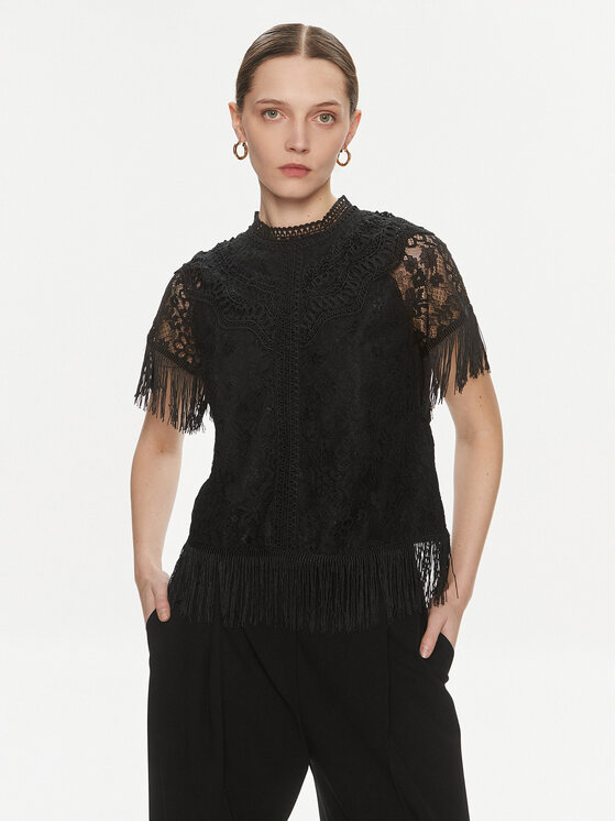 YAS Bluzka 26032322 Czarny Regular Fit