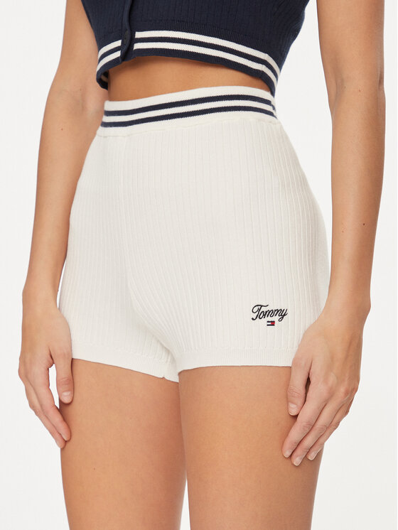 Tommy Jeans Szorty materiałowe Script DW0DW17781 Biały Slim Fit