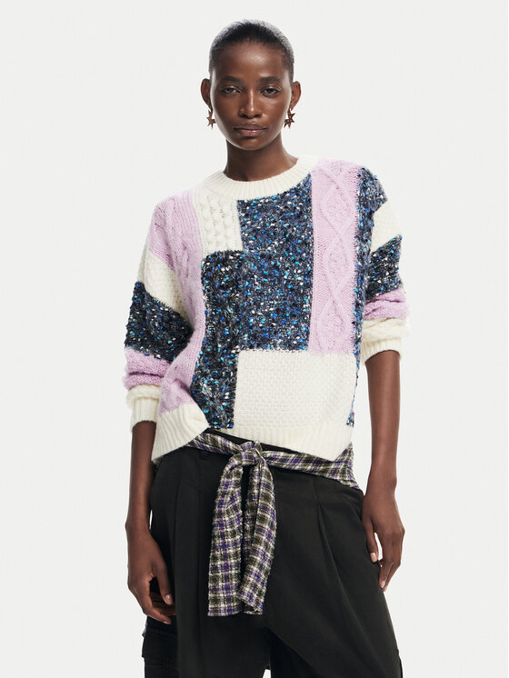 Desigual Sweter Edmonton 24WWJF19 Kolorowy Regular Fit