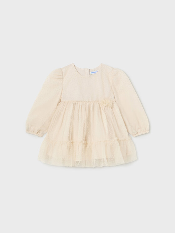 Mayoral Sukienka elegancka 2.971 Écru Regular Fit