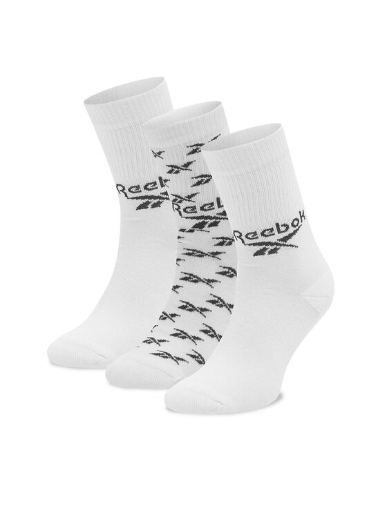 Reebok Zestaw 3 par wysokich skarpet unisex Cl Fo Crew Sock 3P GG6682 Biały