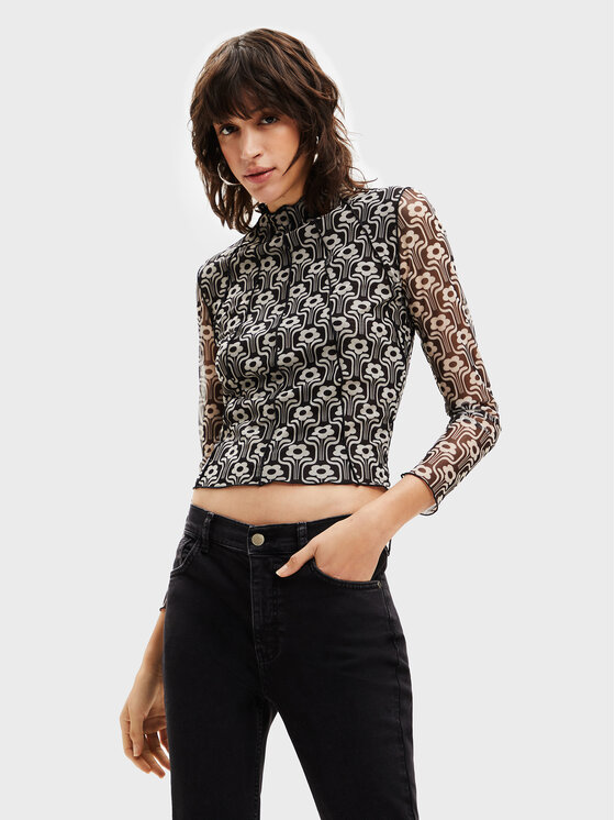 Desigual Bluzka Karen 22WWTKA4 Czarny Slim Fit