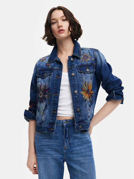 Desigual Kurtka jeansowa Atenas 24WWED18 Niebieski Regular Fit
