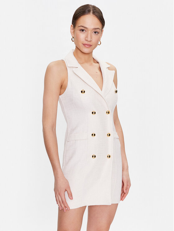 Fracomina Sukienka koktajlowa FS23SD1007W62701 Écru Regular Fit