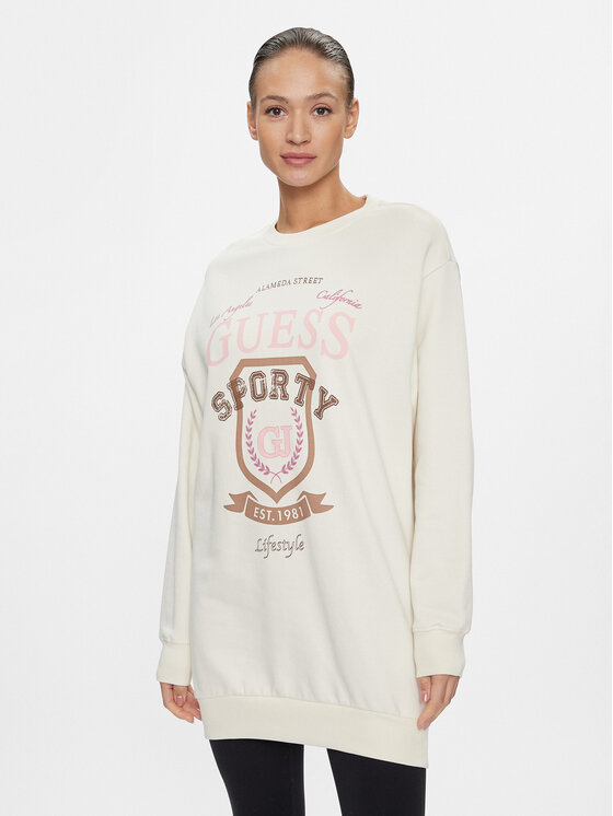 Guess Bluza Graphic V4RQ11 K68I0 Écru Regular Fit