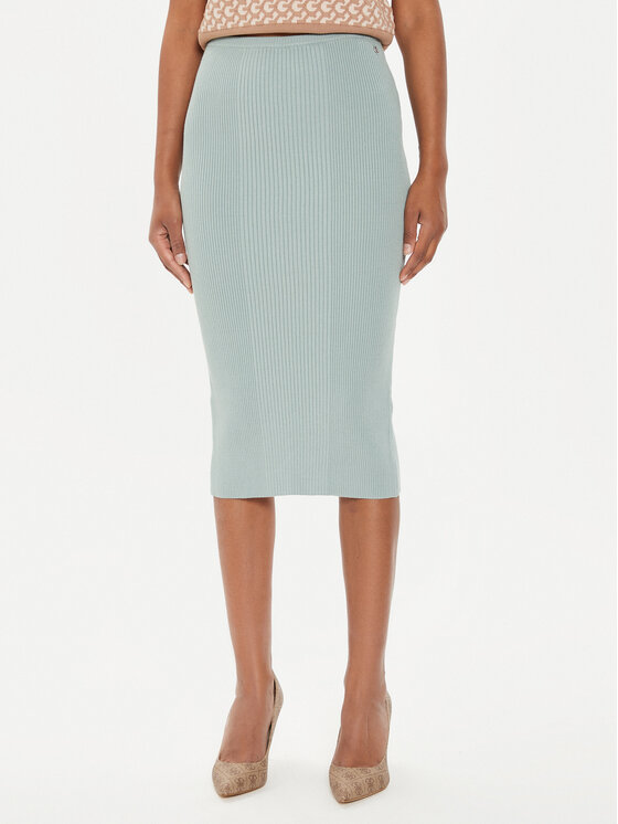 Guess Spódnica ołówkowa W4YD77 Z2YN2 Zielony Slim Fit
