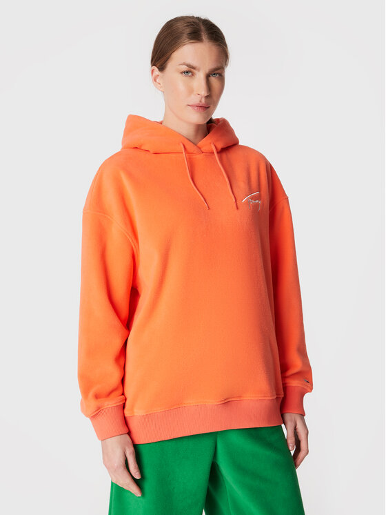 Tommy Jeans Polar Signature DW0DW14358 Pomarańczowy Oversize