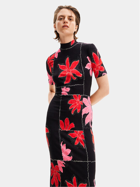 Desigual Sukienka letnia Quebec 24SWVK40 Czarny Regular Fit