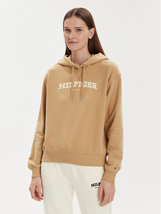Tommy Hilfiger Bluza Monotype Flock WW0WW41236 Beżowy Relaxed Fit