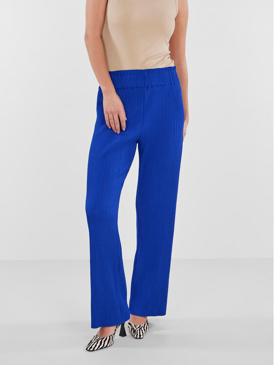 YAS Spodnie materiałowe 26028051 Niebieski Regular Fit