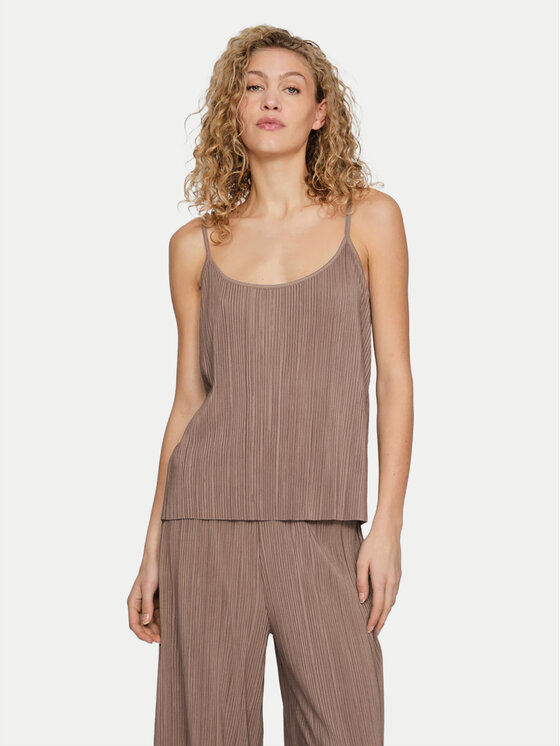 Vila Top Plisa 14096337 Brązowy Relaxed Fit