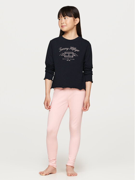 Tommy Hilfiger Komplet bluzka i legginsy Ls Pj Legging Set UG0UG00763 Granatowy Regular Fit