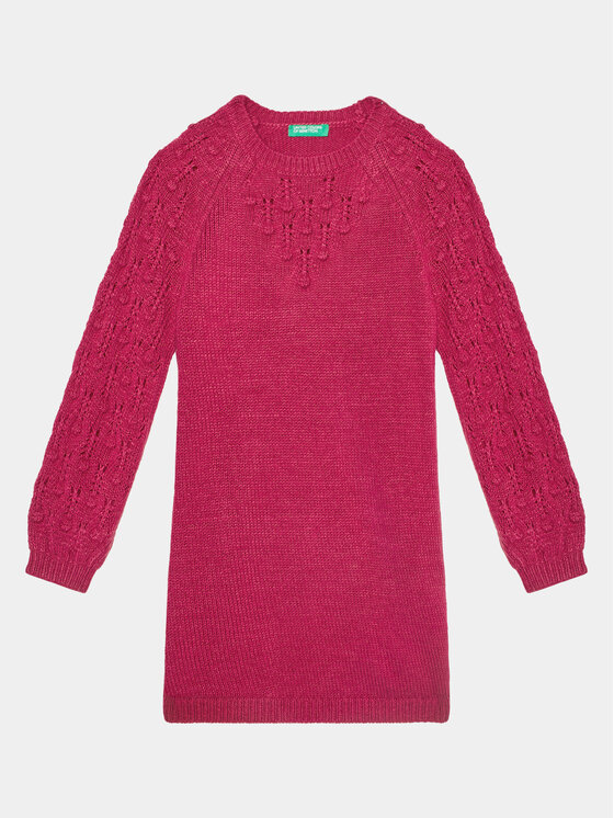 United Colors Of Benetton Sukienka dzianinowa 1UTKCV002 Różowy Regular Fit