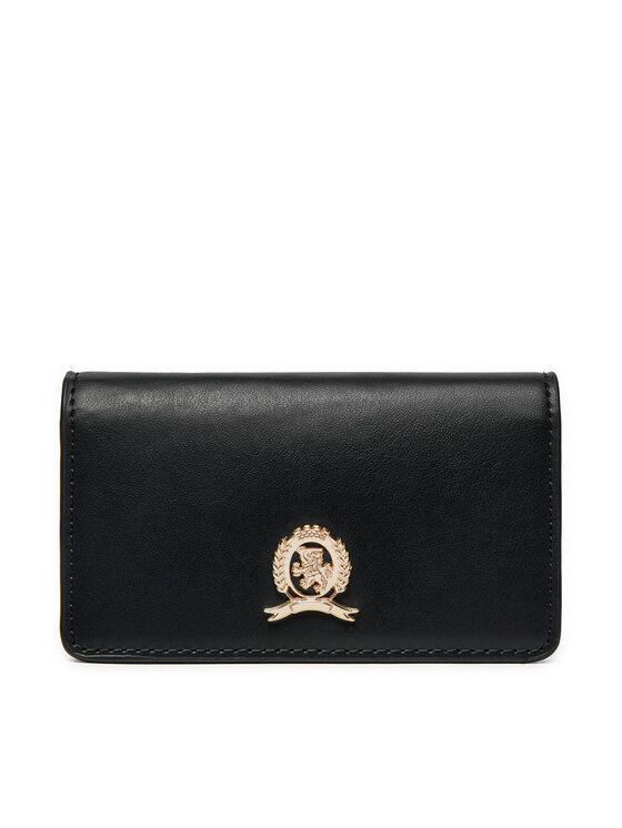 Tommy Hilfiger Duży Portfel Damski Luxe Leather Med Flap AW0AW16576 Czarny