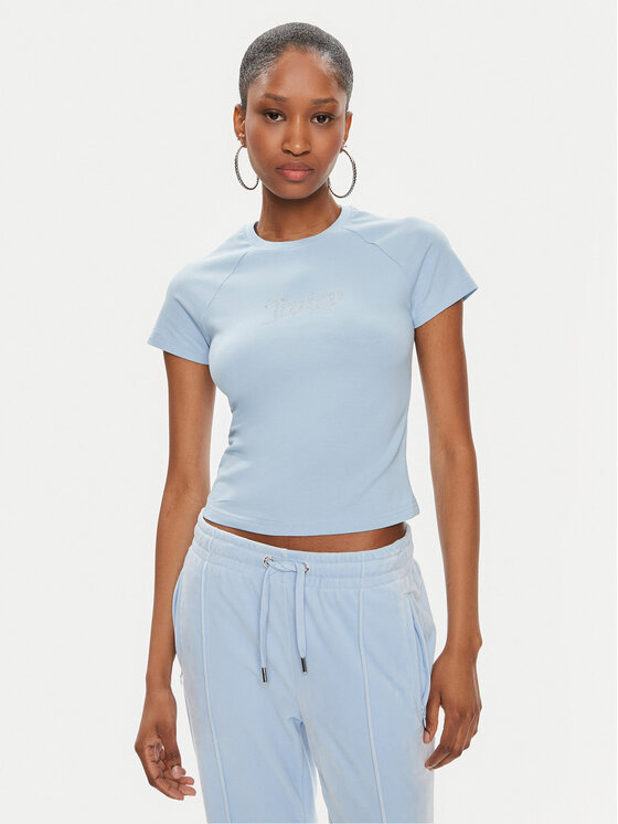 Juicy Couture T-Shirt JCMCT223257 Błękitny Slim Fit