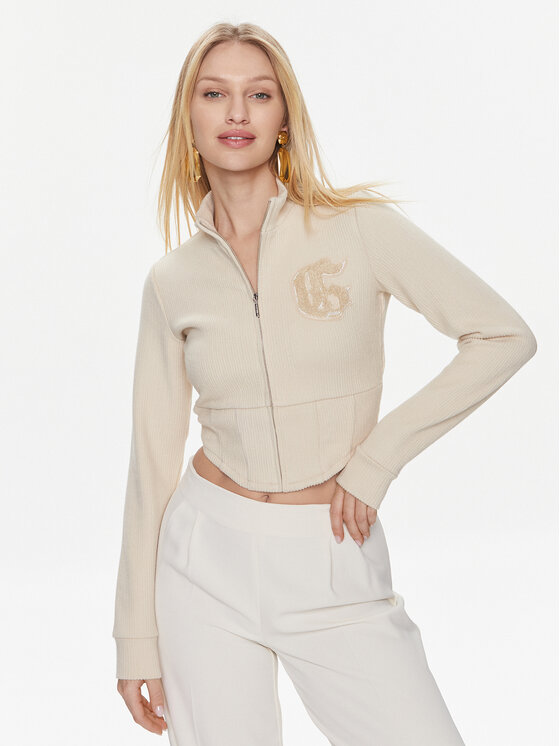 Guess Bluza Ls Mariah Croset Top W4RQ22 KC360 Beżowy Regular Fit
