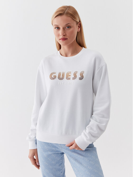 Guess Bluza W3YQ13 K8802 Biały Relaxed Fit