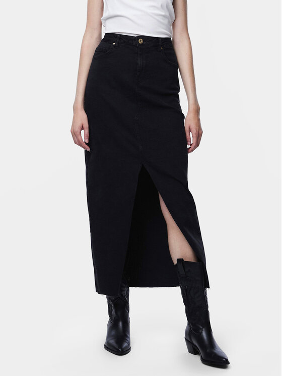 Pieces Spódnica jeansowa Jessie 17150234 Czarny Regular Fit
