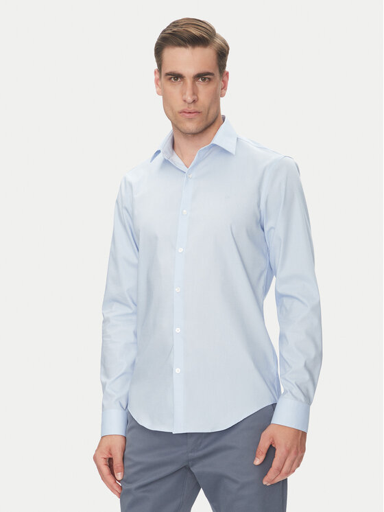 Calvin Klein Koszula LV019EU017 Błękitny Slim Fit