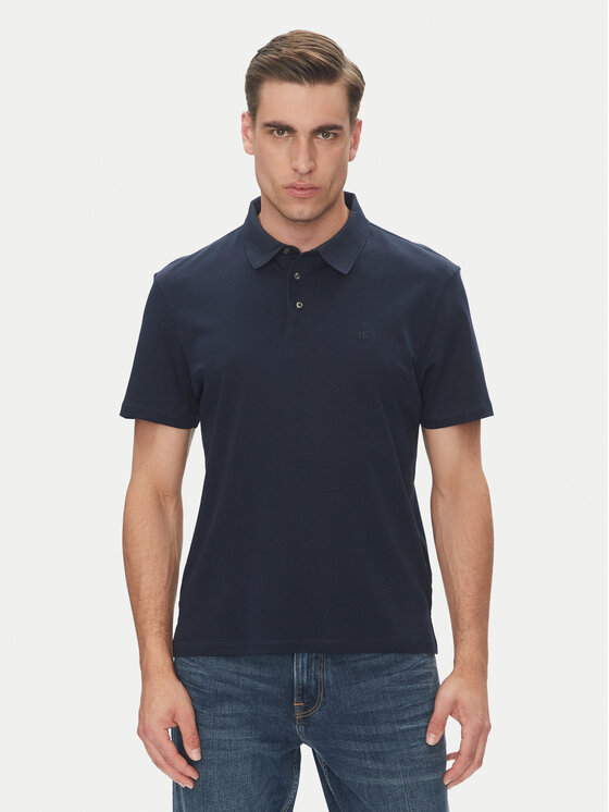 Calvin Klein Polo Supima LV04LB276G Granatowy Regular Fit