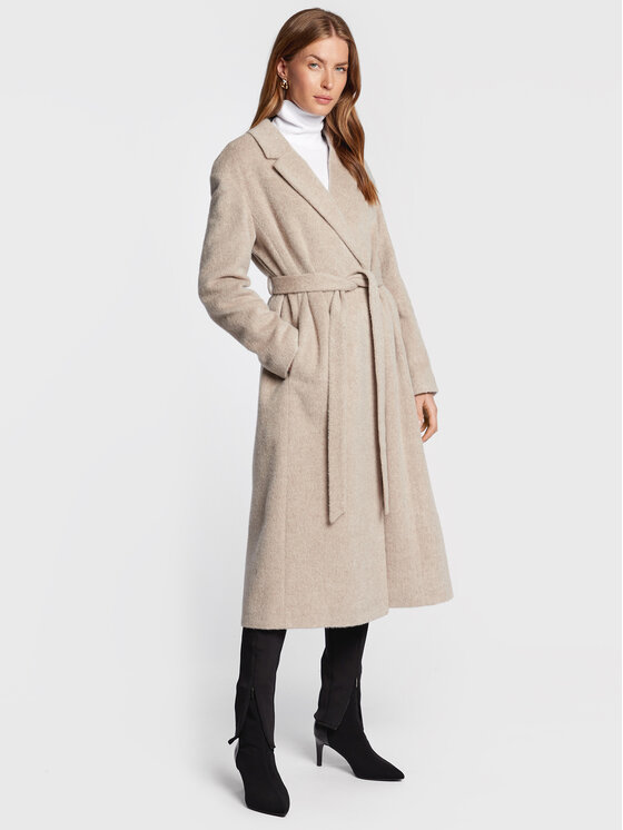 Calvin Klein Płaszcz wełniany Wrap K20K204951 Szary Regular Fit