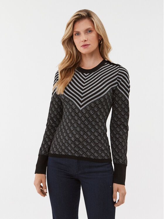 Guess Sweter W3BR26 Z3AE0 Czarny Slim Fit