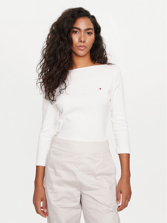 Tommy Hilfiger Bluzka New Cody WW0WW40589 Écru Slim Fit