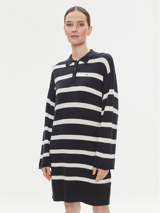 Tommy Hilfiger Sukienka dzianinowa WW0WW39931 Granatowy Relaxed Fit